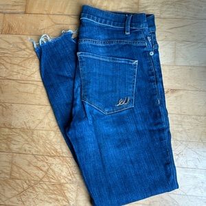 Express high rise cropped jeans with raw hem